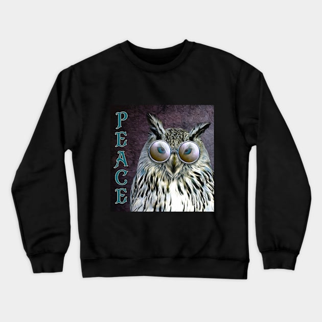 Hippie Owl Mug,coffee mug,t-shirt,sticker,tote,bag,apparel,magnet,pin,hoodie,pillow Crewneck Sweatshirt by All Thumbs